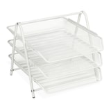 thumbnail of Relaxdays Dokumentenablage Metall, 3 Fächer, Gitter Design, Büro, für A4, Briefablage, HBT: 26,5 x 29,5 x 35,5 cm,weiß