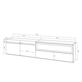thumbnail of TV-Meubel, Lowboard, Woonkamer, Eetkamer, 200x35x45cm, Voor tv's tot 80", Elektrische haard, Moderne stijl, Eiken/Zwart _ 46_29
