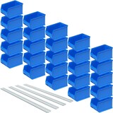 thumbnail of 25 Sichtlagerboxen LB4, blau, Inhalt 2,9 Liter, LxBxH 235 x 145 x 125 mm, inkl. 4 verzinkte Wand-Aufhängeschienen L 970 mm