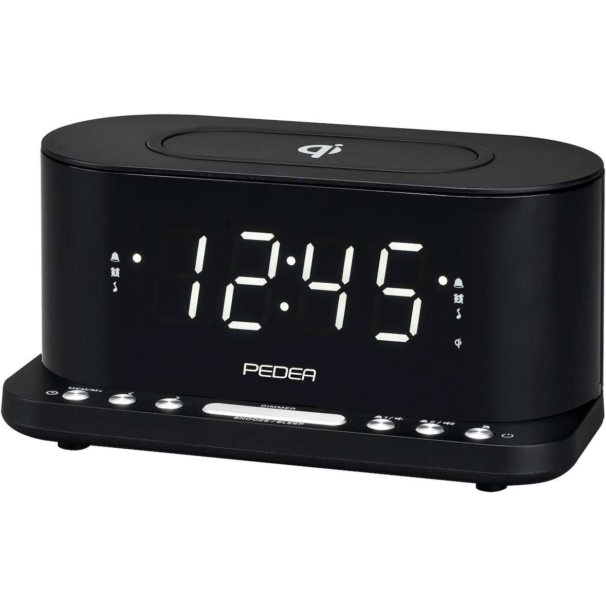 PEDEA FM Radiowecker mit induktiver QI-Ladefunktion, schwarz