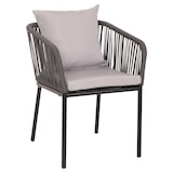 thumbnail of Set van 2 tuinstoelen HWC-N41, buitenstoel armleuning, weerbestendig aluminium touwvlechtwerk Rope ~ antraciet kussen lichtgrijs
