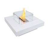 thumbnail of Chimenea de bioetanol para interior y exterior con quemador, de acero y vidrio templado blanco, 70 x 70 x 35 cm (alto)