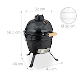 thumbnail of Relaxdays Kamado Grill, Ø 32 cm, Keramikgrill mit Thermometer bis 450 °C, BBQ, Grillen, Kochen & Backen, Smoker, schwarz