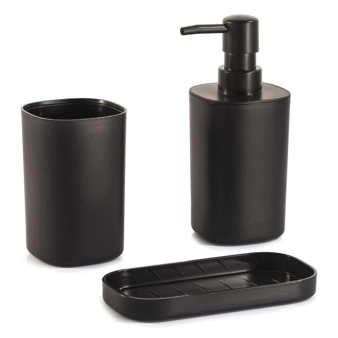 MSV - Set da bagno 3 pezzi in polipropilene nero