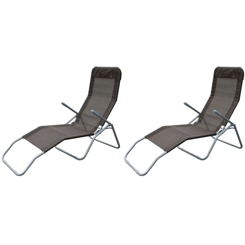 2er Set Siestaliege Kippliege Sonnenliege Strandliege Gartenliege klappbar braun