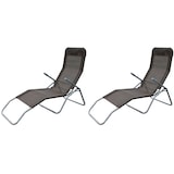 thumbnail of 2er Set Siestaliege Kippliege Sonnenliege Strandliege Gartenliege klappbar braun
