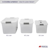thumbnail of PROREGAL Aufbewahrungsbox mit Deckel 60L 6er Set Extra Groß Rollen transparent stapelbar Kunststoffbox Verschlussclips Stapelbox Aufbewahrungsbehälter