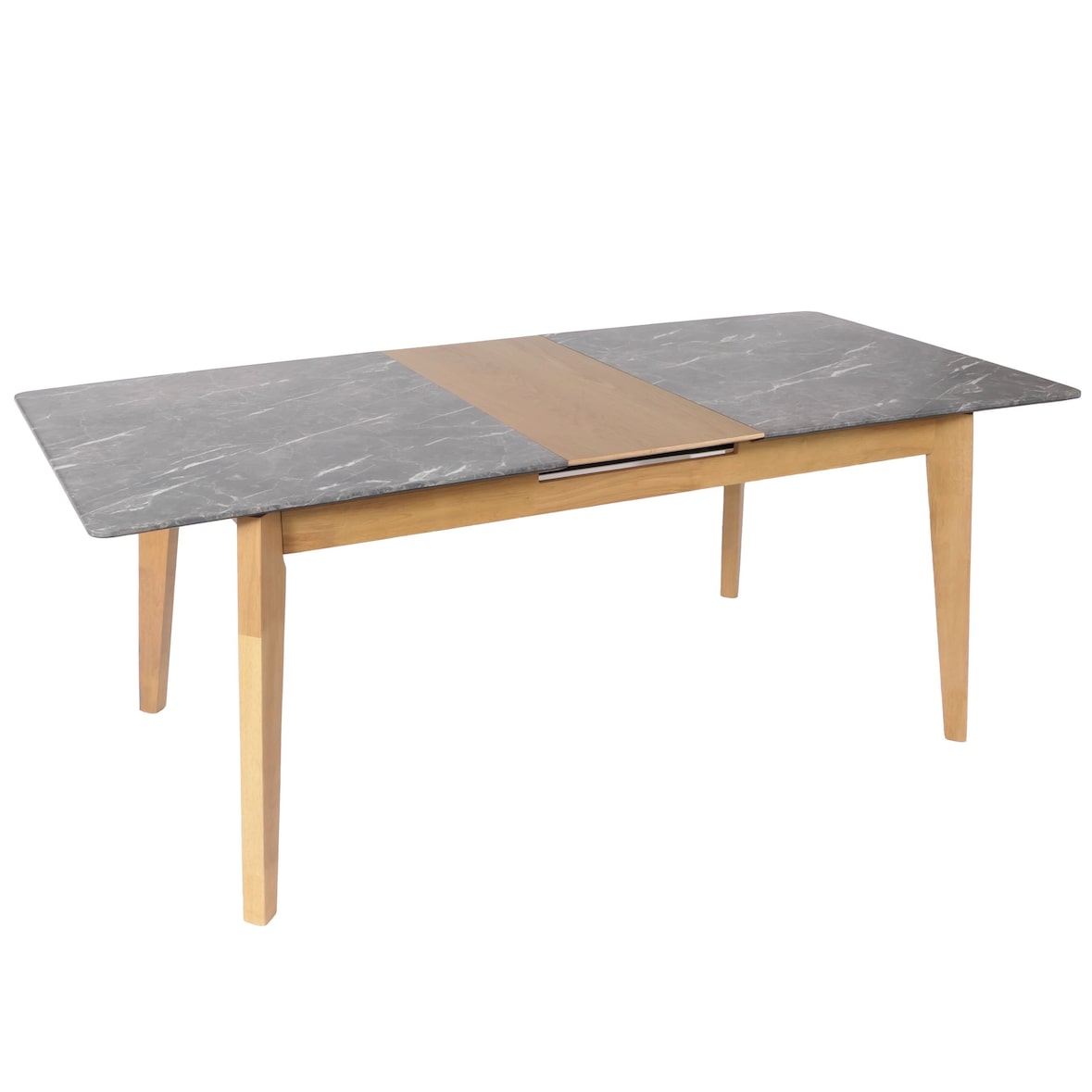 Eetkamertafel HWC-M57, eettafel, massief hout laminaat melamine 160-200x90cm, uitschuifbare betonlook, bruine poten
