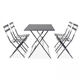 thumbnail of Bistrotafel en 4 klapstoelen in grijs staal