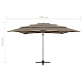 thumbnail of vidaXL Parasol 4-laags met aluminium paal 250x250 cm taupe