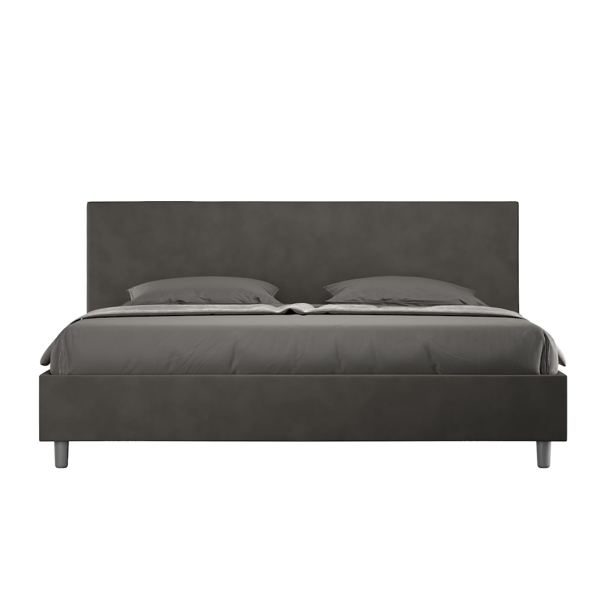 Letto Matrimoniale King size contenitore imbottito 180x190 microfibra grigio Adele