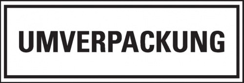 Dreifke® Verpackungskennzeichen UMVERPACKUNG, ökologische Folie, 147x50mm, 500/Rolle