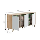 thumbnail of Dmora Credenza Arvada, Madia moderna a 3 ante e ripiani, Buffet da cucina, Buffet di design da soggiorno, 154x40h75 cm, Rovere e Bianco
