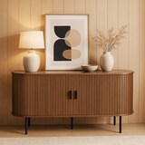 thumbnail of Möbilia Sideboard | 2 Schiebetüren | B 140 x T 40 x H 76 cm | walnuss – schwarz | 32020001 | Serie SIDEBOARD