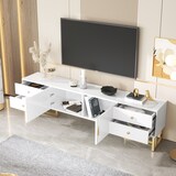 thumbnail of TV-Schrank 175x30x46 cm Weiß mit Schubladen und Türen Wohnzimmer Aufbewahrung modernes Design elegante Eisenfüße robust praktisch