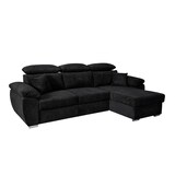 thumbnail of Canapé d'angle convertible et réversible en tissu noir Omega