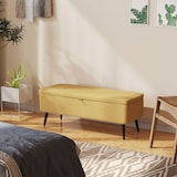 thumbnail of HOMCOM Banco de Armazenamento Estofado em Linho com Tampa Abatível e Pés de Aço Carga Máxima 150kg 102x40x39,5cm Amarelo