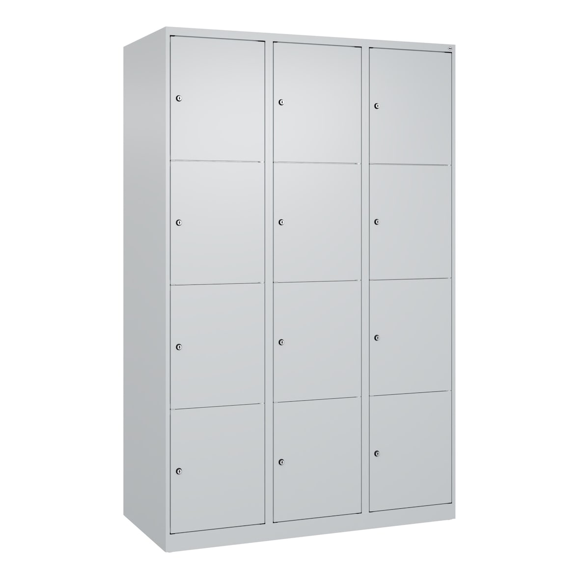C+P Schließfachschränke Classic PLUS, 12 Abteile, HxBxT 185x120x50cm, Zylinderschloss, Hellgrau/Hellgrau von PROREGAL