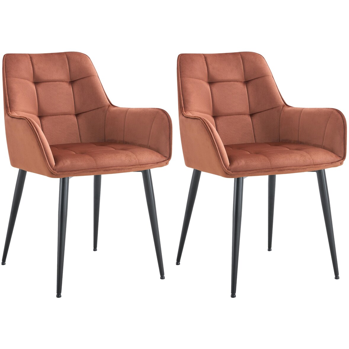 2er Set Esszimmerstuhl Ferndale Samt braun