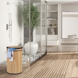 thumbnail of Relaxdays Wäschekorb Bambus, runder Wäschesammler mit Klappdeckel, 65 l, faltbare Wäschetonne, rund Ø 40 cm, natur