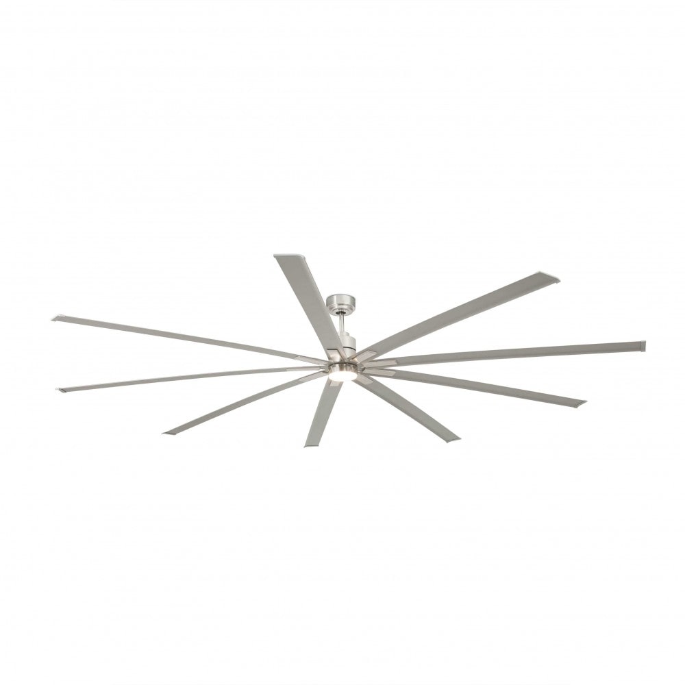 Ventilateur de plafond extra long Manhattan en acier nickel inox avec lumière LED, 6 vitesses, télécommande, fonction inverse, jusqu’à 39 m², FARO