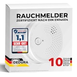 thumbnail of 10x Rauchmelder, BSI zertifiziert nach DIN EN14604 inkl. 9V Batterien - Rauchwarnmelder Brandmelder Feuermelder