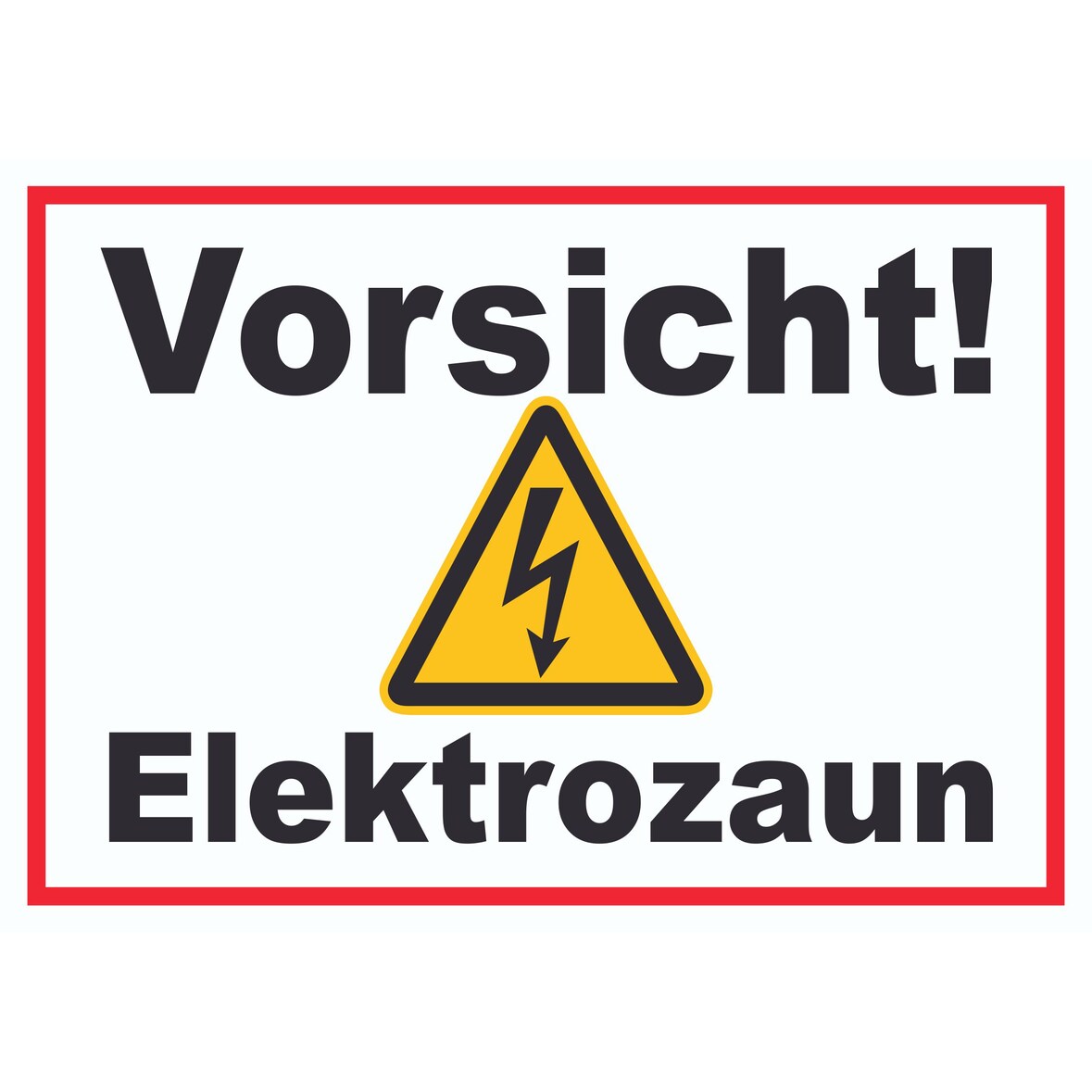 Vorsicht Elektrozaun Weidezaun Schild A1 Rückseite selbstklebend