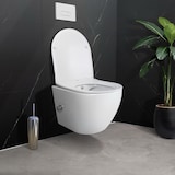 thumbnail of Aloni Hänge WC mit Bidet Taharet Funktion aus Keramik mit Edelstahl Armatur für Kalt und Warmwasser Softclose Deckel spülrandlos