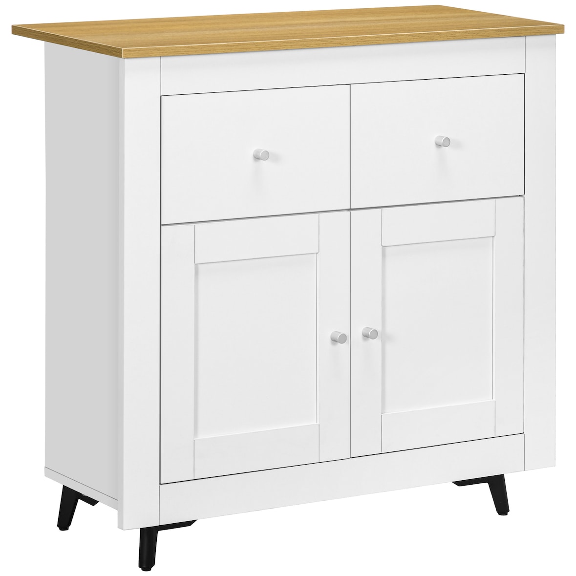 HOMCOM aparador de cocina buffet auxiliar de comedor moderno con puertas dobles y 2 cajones para salón entrada oficina 78x35x80 cm blanco