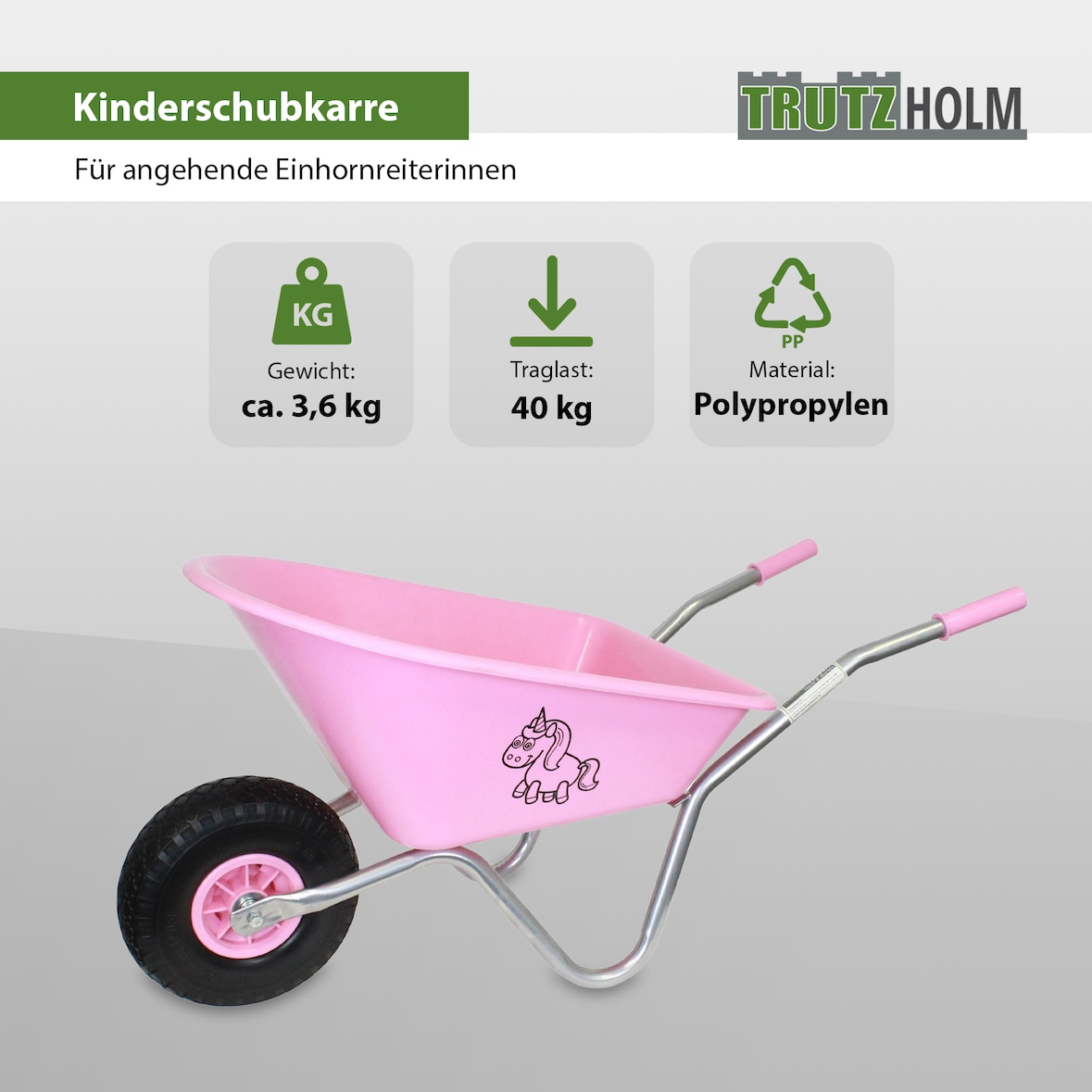 Kinderschubkarre Einhorn Schiebkarre Metallschubkarre Gartenkarre
