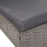thumbnail of Conjunto de 2 cadeiras de vime HWC-G19, cadeira de varanda cadeira de jardim, empilhável ~ cinzento, almofadas cinzentas escuras