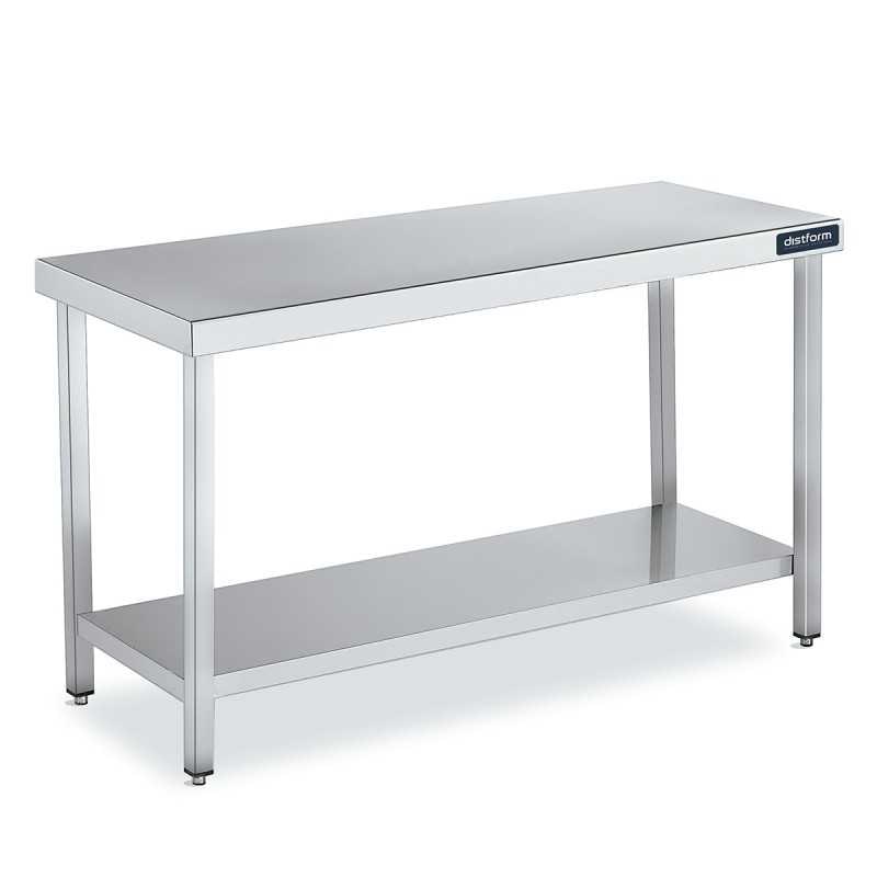 Mesa CENTRAL Acero Inox 220x60 CON ESTANTE