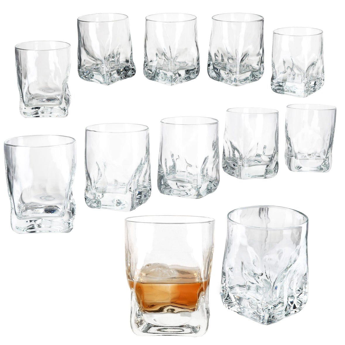 12x Frosty Whisky-Gläser 250ml Tumbler D.O.F. Glas Scotch dicker Boden Relief