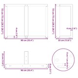 thumbnail of vidaXL Esstischbeine T-Form 2 Stk. Naturstahl 90x35x(72-73) cm Stahl