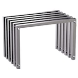 thumbnail of DanDiBo Sitzhocker Edelstahl Modern Wetterfest Metall Massiv 96643 Sitzbank 60 cm Outdoor Garten Hocker Lamellenbank Lamellenhocker