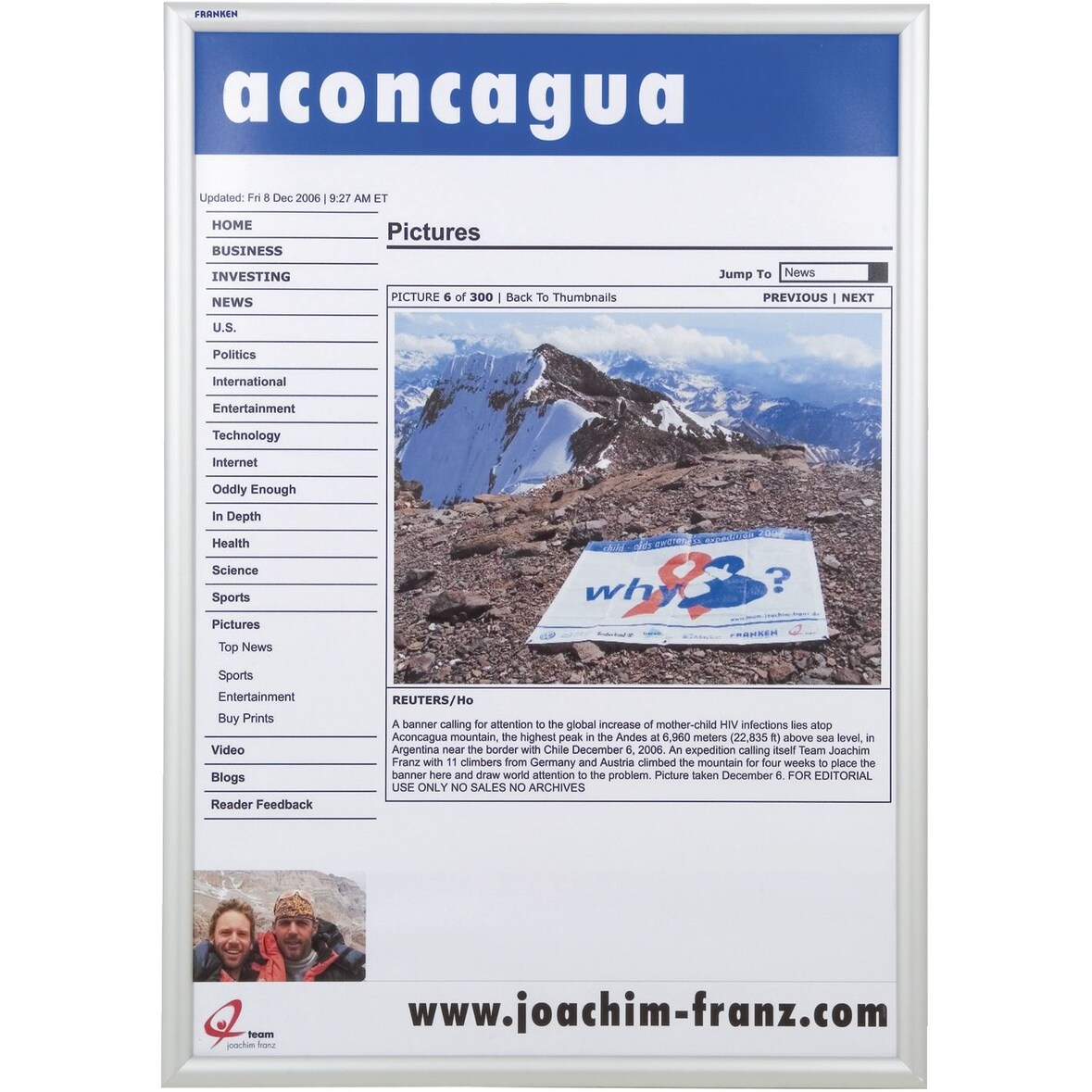 Franken BS1704 Schaukasten Wechselrahmen Outdoor - für A1, silber