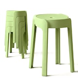 thumbnail of 4 Tabourets Gigognes empilables BM HOME TAB-VERT en plastique, légers pour la maison, salle de classe, cuisine, jardin
