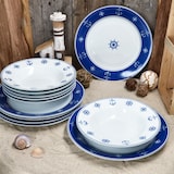 thumbnail of Ahoi 12tlg Tafelservice Porzellan 6 Pers Essteller Suppenteller Anker nautisch
