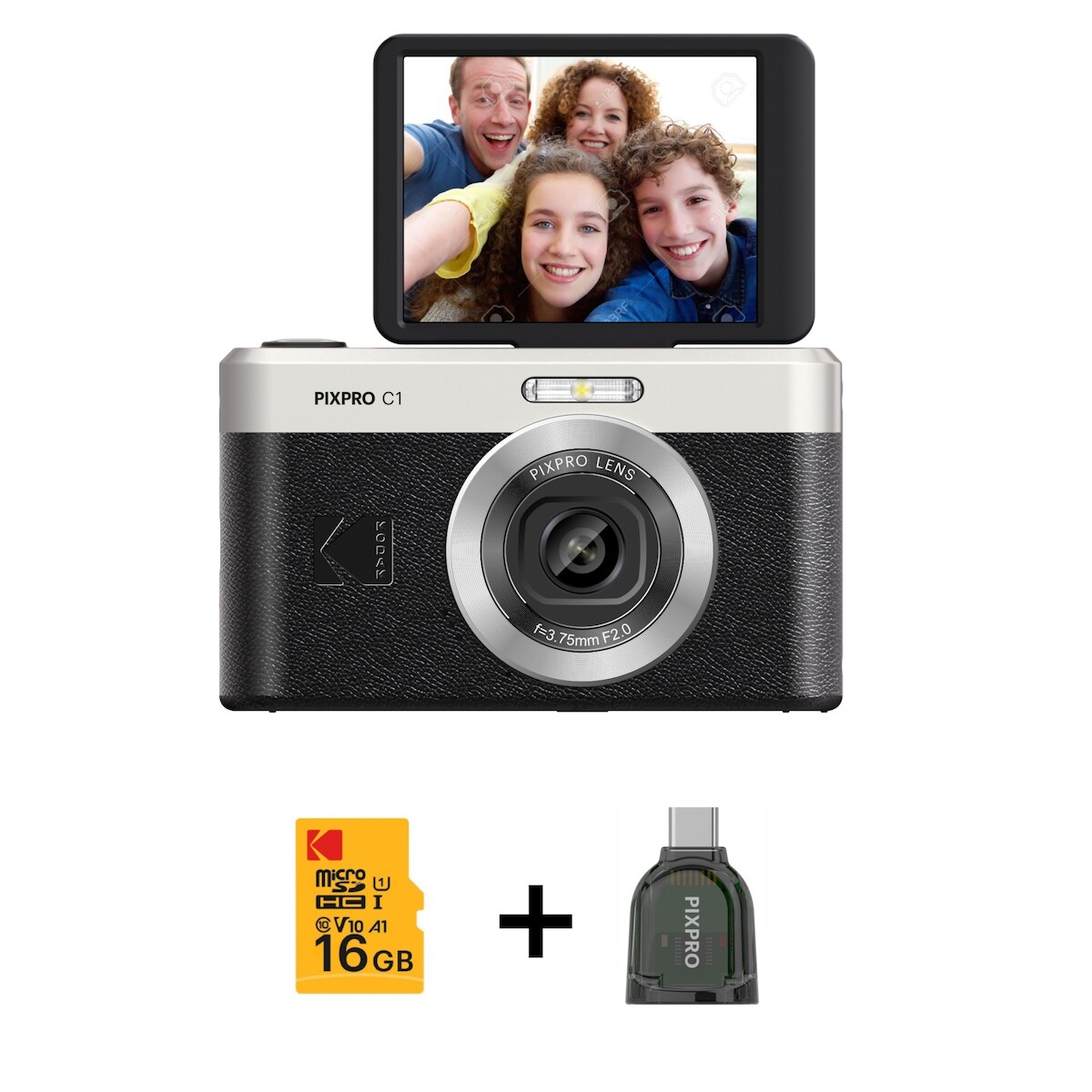 Kodak Pixpro C1 Kompaktkamera 13MP 26mm F2.0 1080p schwarz