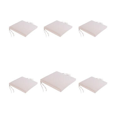 Pack 6 cojines para sillas de jardín color beige, Tamaño 44x44x5 cm, Repelente al agua, Desenfundable
