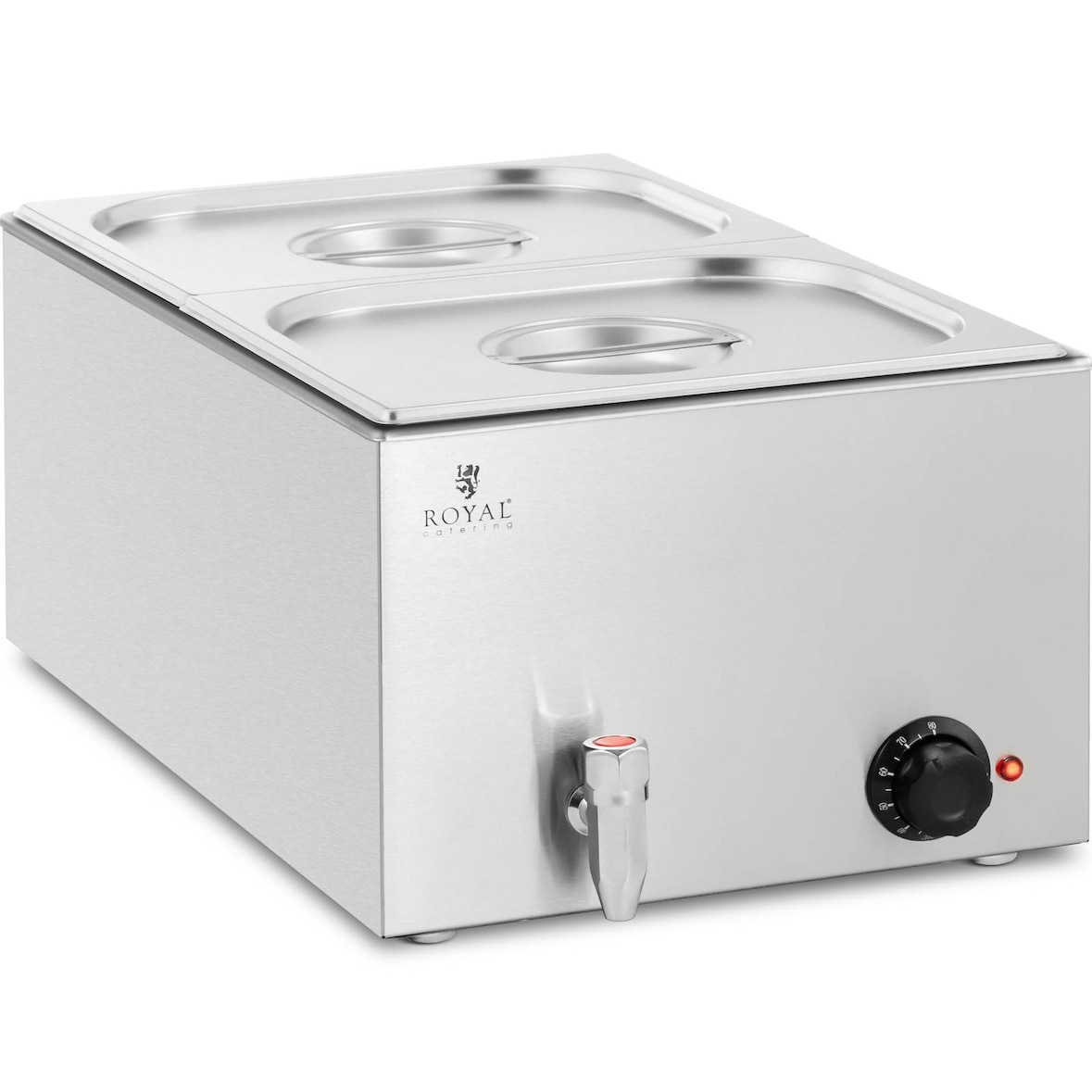 Royal Catering Bagnomaria - 600 W - 2 GN 1/2 - Rubinetto di scarico