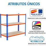 thumbnail of SimonRack Scaffali Metallo Garage 900x1200x400 mm, 3 Niveaux, Ripiani in Legno, 200 kg per Ripiano, Blu/Arancione/Legno – Maderclick