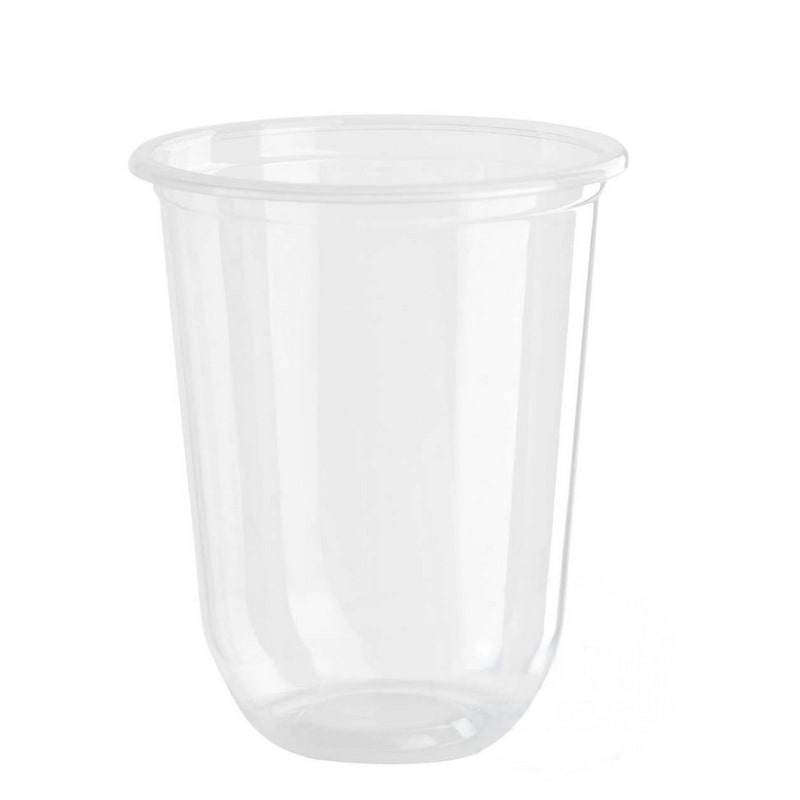 400x  rPET U Form Clear Cup, Bubble tea Smoothie Becher 350ml (12oz), Ø 95mm