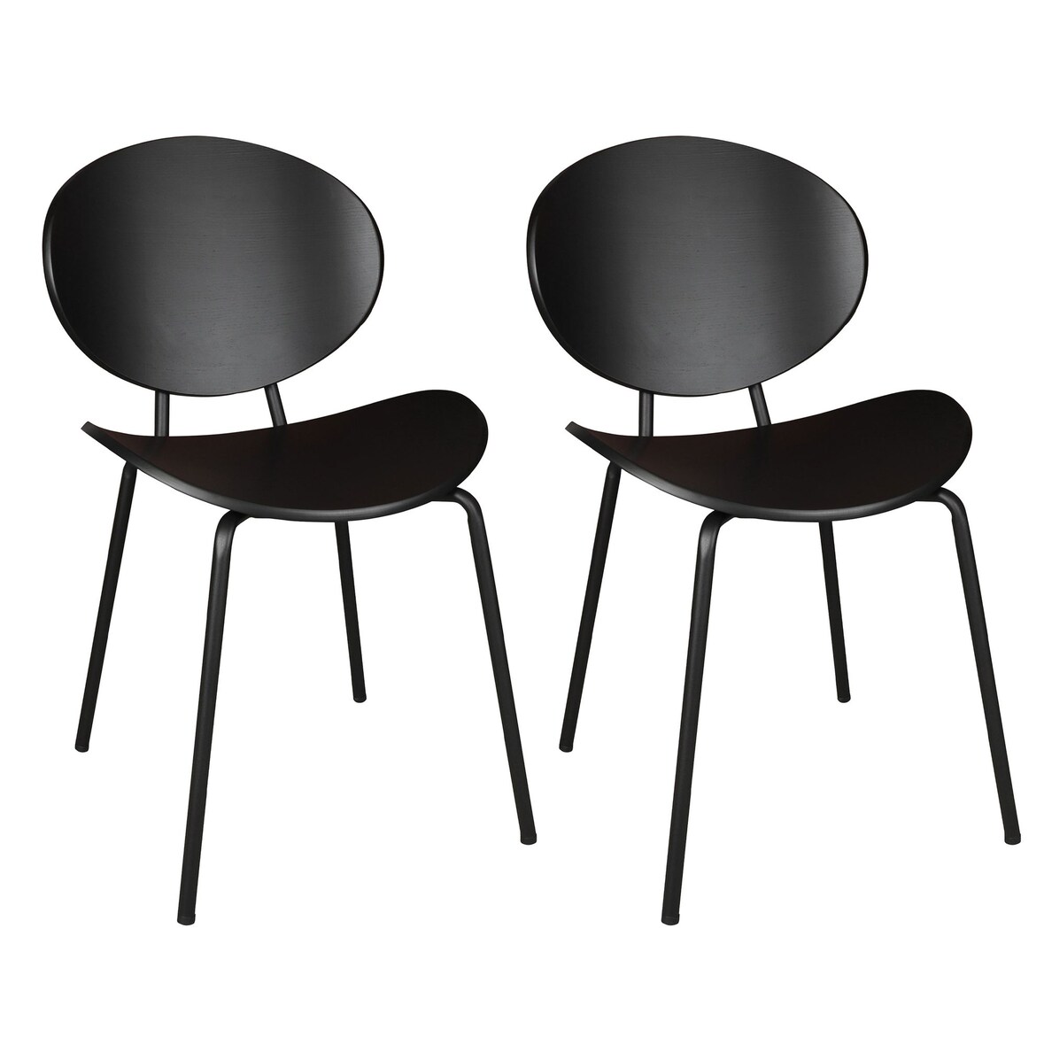 Now's Home - Lot de 2 chaises en bois et pieds en métal noir