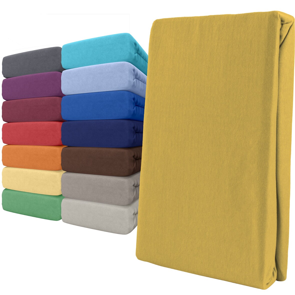 Spannbettlaken Jersey 100% Baumwolle 90-100x200 cm Gelb 2er Pack