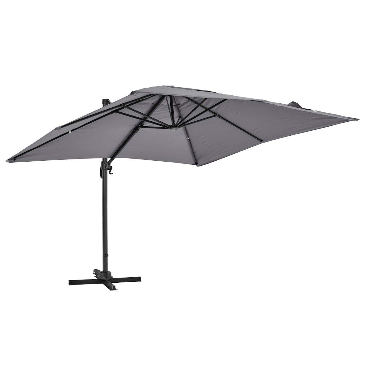 Parasol déporté 3 x3 m inclinable rotatif en aluminium gris - Oviala