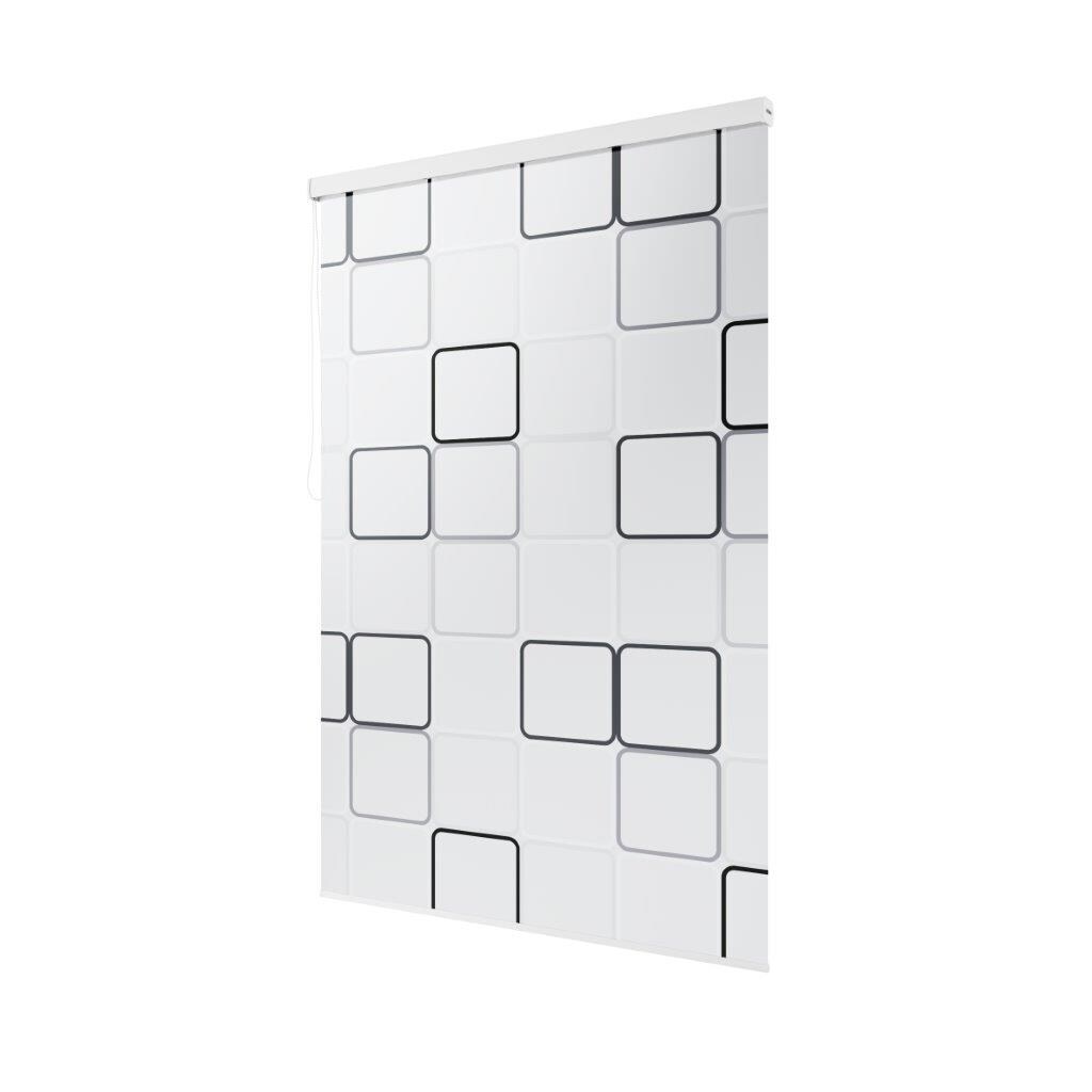Halb-Kassetten Duschrollo Duschvorhang PEVA Quadro 90x240 cm