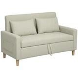 thumbnail of HOMCOM sofá de 2 plazas tapizado en lino sintético con 2 almohadas espacio de almacenamiento y patas de madera carga 240 kg 135x72x84 cm beige