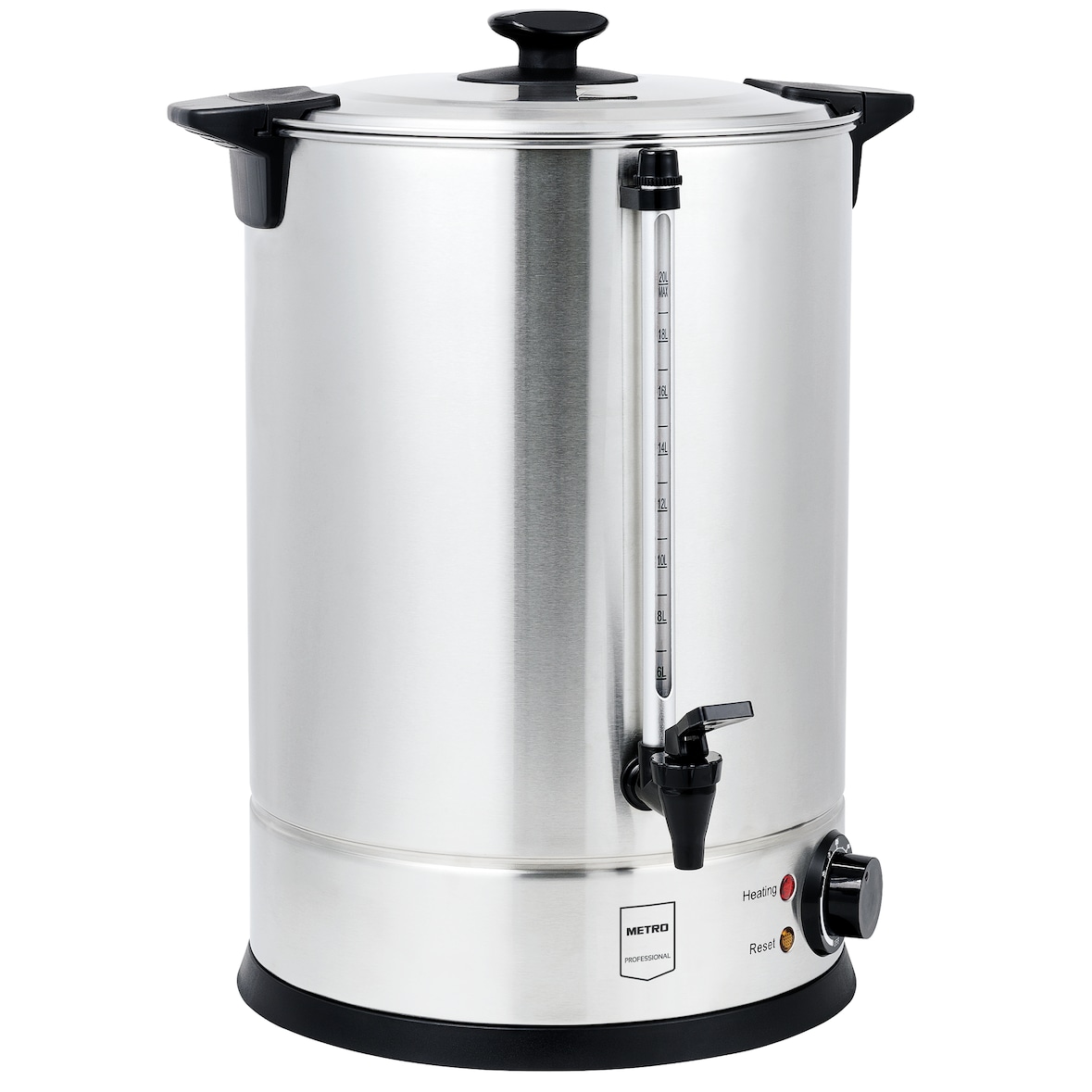 METRO Professional Hervidor / dispensador de bebidas calientes GWB1020, acero inoxidable, 20 L, 2600 W, 130 tazas, plateado