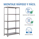 thumbnail of SimonRack Estantería Metálica, 2000x1000x500 mm, 5 Alturas, Bandeja Metal, 180 kg de Punto Flexión, Galvanizado - Simonclick